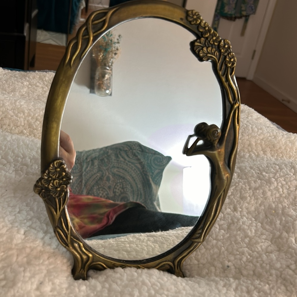 Vintage Art Nouveau Easel “Lady By The Lake” Table Mirror - Picture 8 of 15